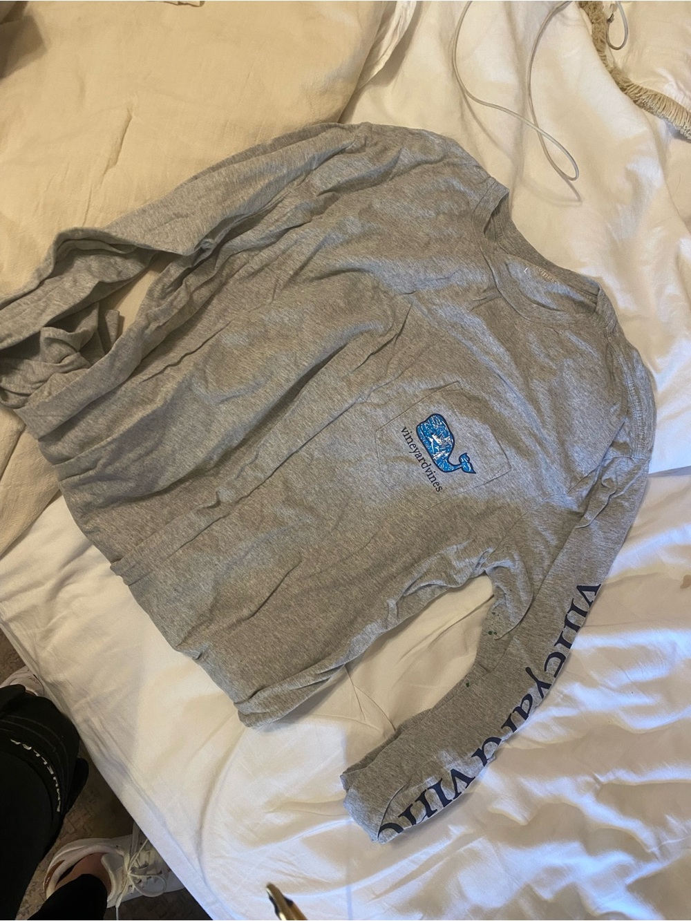 Vineyard Vines Gray Crewneck with Blue Whale Logo
